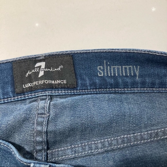 7 FOR  ALL MANKIND Sz 29 Slimmy Straight Leg Slim Fit Mid-Wash Jeans - Picture 7 of 10